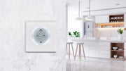 Kit de 3 tomas de pared inteligentes ODE PLUS - cristal blanco. Enciende y apaga tus electrodomésticos a distancia