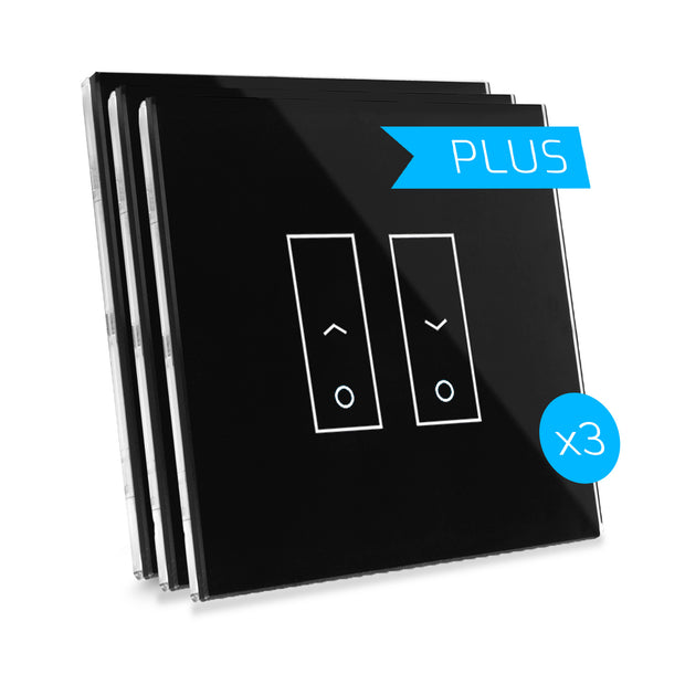 Kit de 3 E2S PLUS Interruptor inteligente Wifi para toldos y persianas - de cristal templado de alta calidad, dos botones, uno para subir y otro para bajar