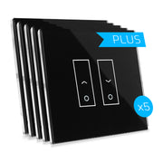 Kit de 5 E2S PLUS Interruptor inteligente wifi para toldos y persianas - Con retroiluminación regulable y disponible en 5 colores diferentes, en cristal templado táctil de alta calidad con contador de consumo eléctrico