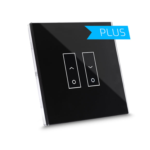 E2S PLUS Interruptor wifi inteligente para persianas y estores - fabricado en cristal templado de alta calidad, con retroiluminación regulable y disponible en 5 colores diferentes.