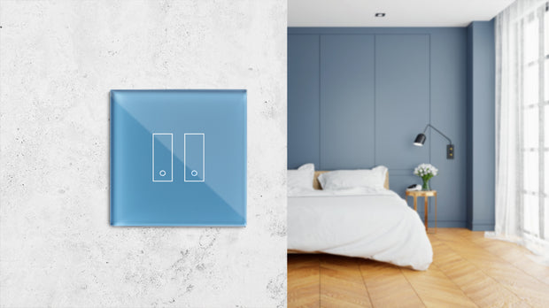 Kit de 5 Interruptores wifi medidor de consumo eléctrico - placa color azul, regulable desde app en su smartphone, fácil de instalar